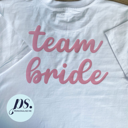 Team Bride T-Shirt (White Italic)